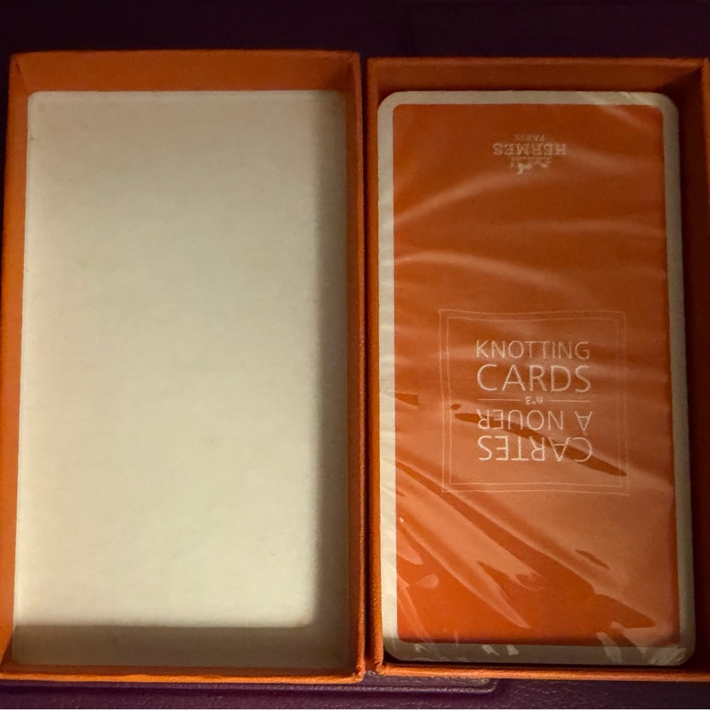 Hermès Orange Knotting Cards with Purple Backing